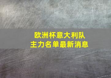 欧洲杯意大利队主力名单最新消息