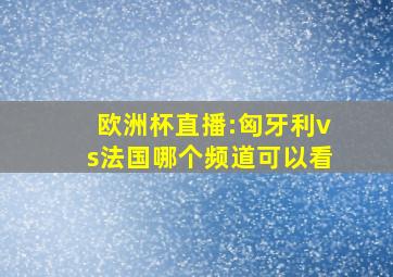 欧洲杯直播:匈牙利vs法国哪个频道可以看