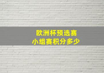 欧洲杯预选赛小组赛积分多少