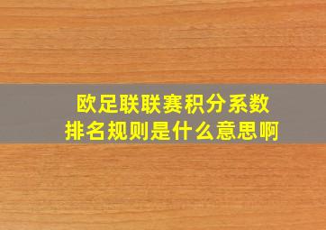 欧足联联赛积分系数排名规则是什么意思啊