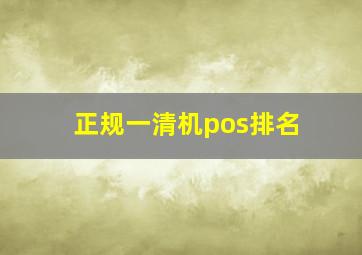 正规一清机pos排名