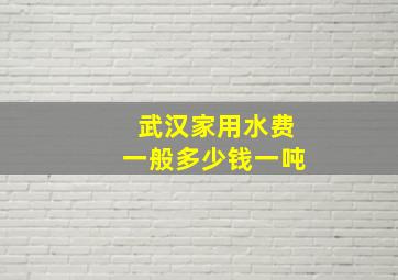 武汉家用水费一般多少钱一吨