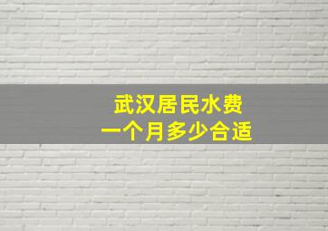 武汉居民水费一个月多少合适