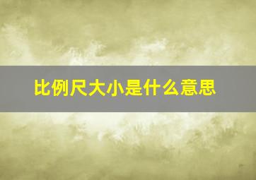 比例尺大小是什么意思