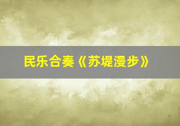 民乐合奏《苏堤漫步》