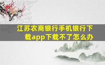 江苏农商银行手机银行下载app下载不了怎么办