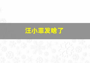 汪小菲发啥了