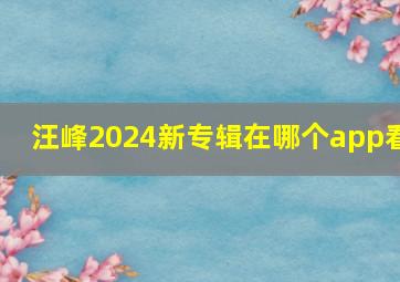 汪峰2024新专辑在哪个app看