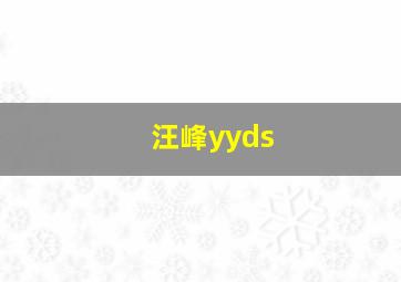 汪峰yyds