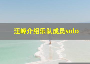 汪峰介绍乐队成员solo