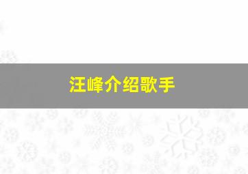 汪峰介绍歌手