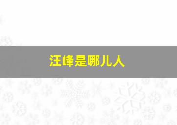 汪峰是哪儿人