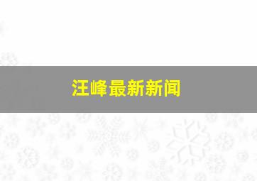 汪峰最新新闻