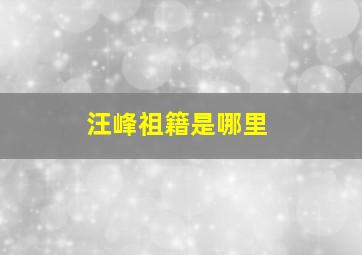 汪峰祖籍是哪里