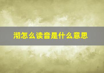 沏怎么读音是什么意思