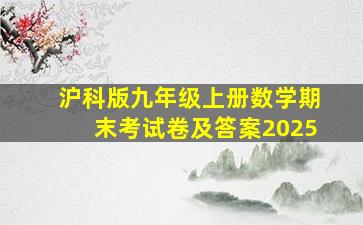 沪科版九年级上册数学期末考试卷及答案2025