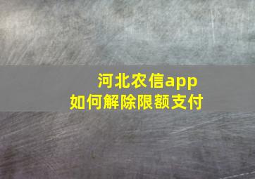 河北农信app如何解除限额支付