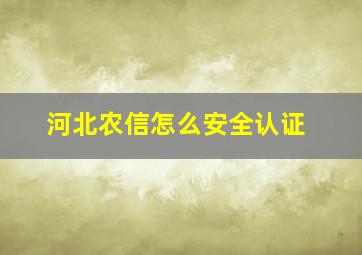 河北农信怎么安全认证