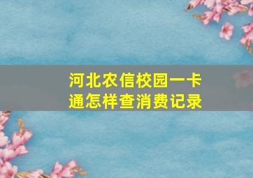 河北农信校园一卡通怎样查消费记录