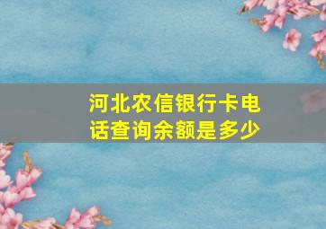 河北农信银行卡电话查询余额是多少