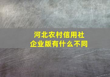 河北农村信用社企业版有什么不同