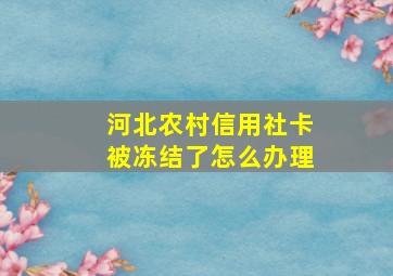 河北农村信用社卡被冻结了怎么办理