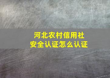 河北农村信用社安全认证怎么认证