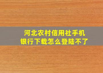 河北农村信用社手机银行下载怎么登陆不了