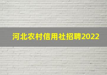 河北农村信用社招聘2022