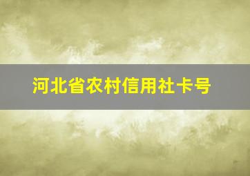 河北省农村信用社卡号