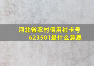 河北省农村信用社卡号623501是什么意思