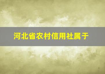 河北省农村信用社属于