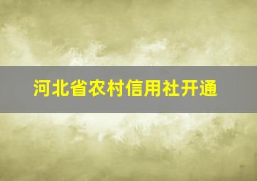 河北省农村信用社开通