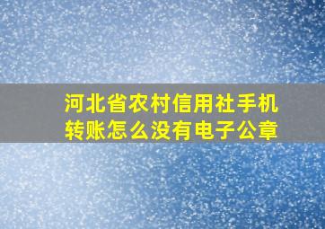 河北省农村信用社手机转账怎么没有电子公章