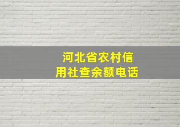 河北省农村信用社查余额电话