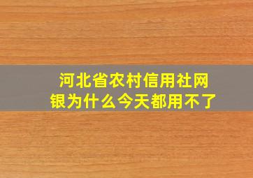 河北省农村信用社网银为什么今天都用不了