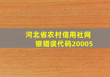 河北省农村信用社网银错误代码20005