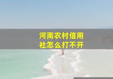 河南农村信用社怎么打不开