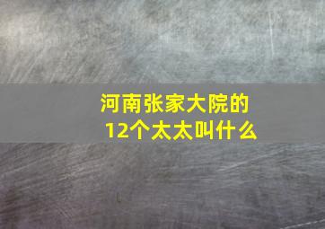 河南张家大院的12个太太叫什么