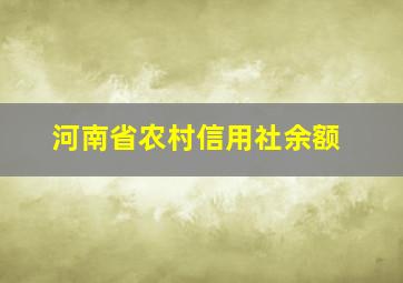 河南省农村信用社余额