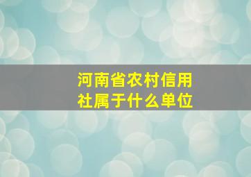 河南省农村信用社属于什么单位