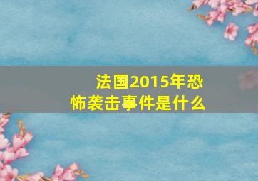 法国2015年恐怖袭击事件是什么