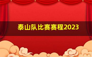 泰山队比赛赛程2023