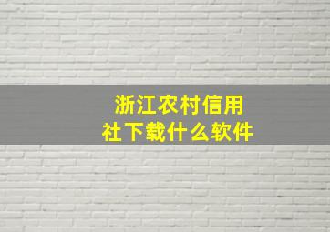 浙江农村信用社下载什么软件