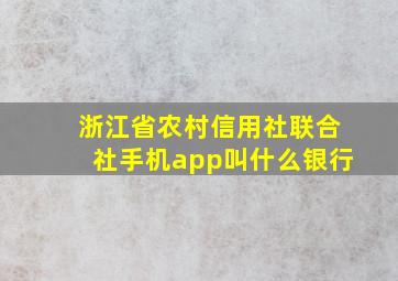 浙江省农村信用社联合社手机app叫什么银行