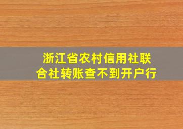 浙江省农村信用社联合社转账查不到开户行