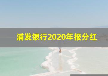 浦发银行2020年报分红