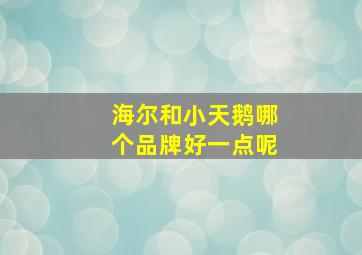 海尔和小天鹅哪个品牌好一点呢