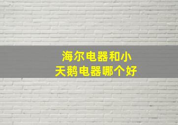 海尔电器和小天鹅电器哪个好