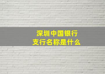 深圳中国银行支行名称是什么